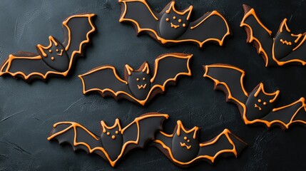 Sticker - top view of halloween cookie bats arrangement