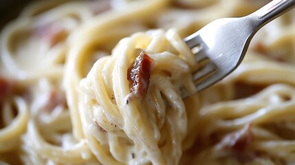 Creamy Pasta Dish with Fork Close-Up