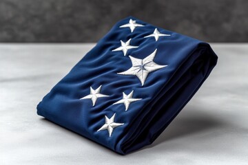 Poster - A clean, simple representation of a folded flag, honoring veterans who have served, with minimalistic design elements