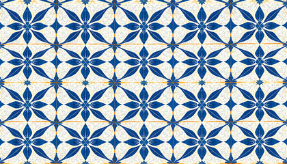  Blue white traditional motif tiles wallpaper texture background  - Vintage retro concrete stone cement tile with rhombus diamond leaves pattern isolated with white highlights, png