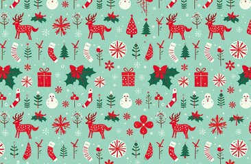 Seamless pattern of Christmas images	
