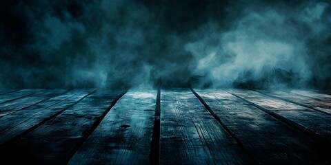 Spooky halloween background with empty wooden planks, dark horror background