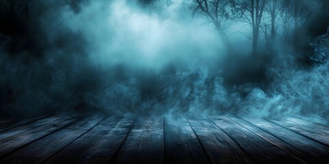 Spooky halloween background with empty wooden planks, dark horror background