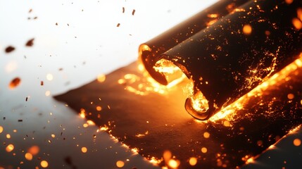 Poster - Fiery glowing rolls with sparks on a dark background