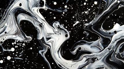 Poster - Abstract Black and White Fluid Art Design