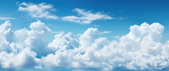 Blue sky background with white clouds. Cumulus white clouds in the blue sky.