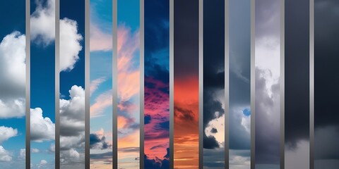 banner design collage displays photos of the sky under various weather conditions, emphasizing meteorology and climate change (21)