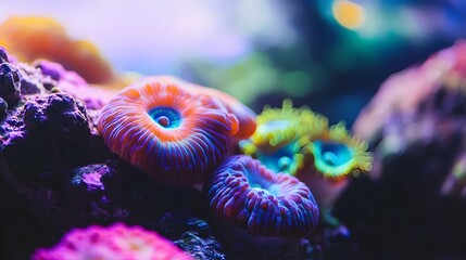 Colorful coral reef close up photography underwater