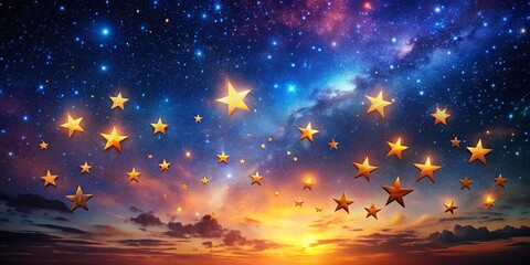 Wall Mural - celestial canvas a symphony of golden stars against a twilight sky of crimson and azure hues
