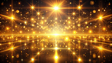 Wall Mural - Abstract dazzling explosion of golden light and sparkling texture particles creates a mesmerizing cosmic event golden background 