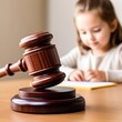 © love yourself dear! - Close up of a legal judges hammer with a blurred child in the background. Child custody (42)