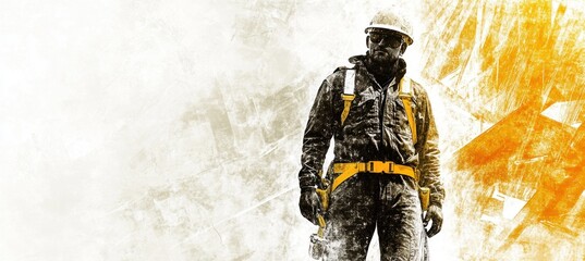 Wall Mural - A construction worker in safety gear, symbolizing strength and professionalism in industry.