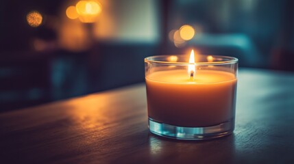 Sticker - A lit candle in a glass holder, creating a warm and inviting atmosphere.