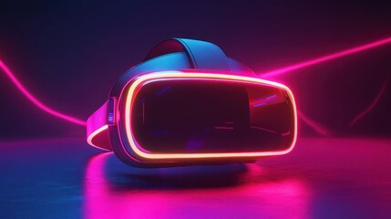 Leinwandbilder - Futuristic VR Headset Glowing with Neon Light