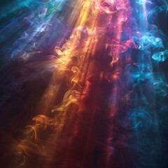 Poster - Abstract colorful smoke with light rays. AI.