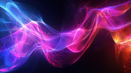 Poster - Technology background with abstract lights, glowing digital strands, 