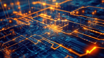 Poster - technology circuit background featuring intricate circuit designs, glowing connections,