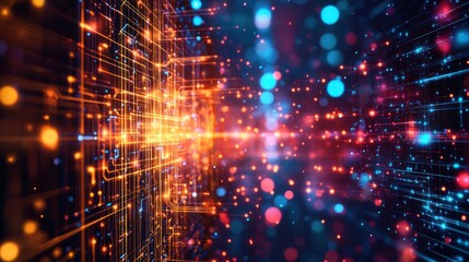 Poster - technology circuit background featuring intricate circuit designs, glowing connections,
