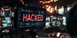 © Brian - Tv broadcast studio with 'HACKED' on screen -