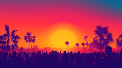 Fototapete - Sunset gradient for cultural and festival themes, featuring vibrant sunset colors that transition smoothly, 