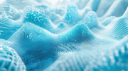 Poster - Abstract Blue Wavy Surface with Glowing Dots