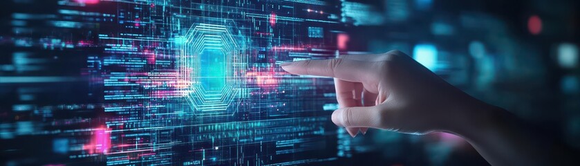 Poster - Market researcher using a holographic interface to track global trends, AIdriven insights, glowing digital display, futuristic style