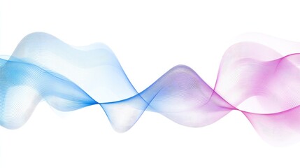 Poster - Elegant sound waves in shades of blue and pink, layered to show the intricacies of sound technology, with a white transparent background.
