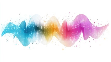 Poster - Intricate, colorful sound waves layered in different hues, representing audio complexity, isolated on a white background for PNG use.