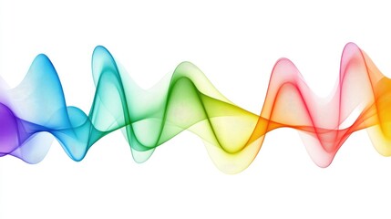 Poster - Layered sound waves in vibrant colors, designed to highlight the complexity of sound, isolated on a crisp white background for PNG format.