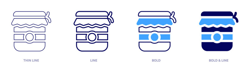 Blackcurrant jam icon in 4 different styles. Thin Line, Line, Bold, and Bold Line. Duotone style. Editable stroke