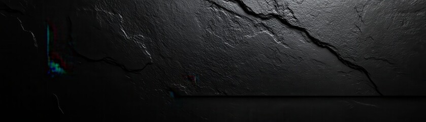 Poster - Dark Slate Stone Texture with Cracked Surface