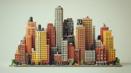 Wall Mural - A miniature cityscape with skyscrapers and a street