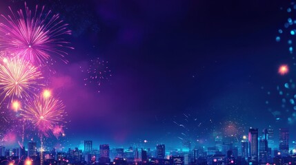 Vibrant Fireworks Display Over Illuminated Cityscape