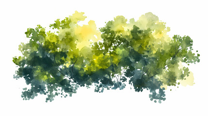 Wall Mural - Vector tree top watercolor hand drawn view isolated on white background for landscape plan and architecture layout drawing, elements for environment and garden. Watercolor Landscape. Illustration