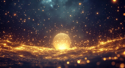 Wall Mural - blue technology particle ball background