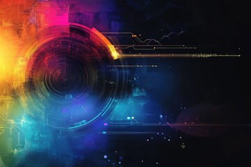 Poster - Abstract vibrant digital art with colorful circular patterns.