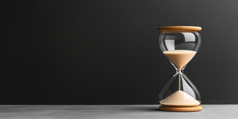 A classic hourglass with flowing sand on a minimalist background, symbolizing the passage of time and the concept of patience and measurement.