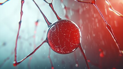 Poster - red abstract structure with delicate network design