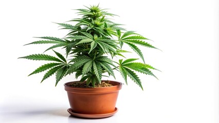 Isolated marijuana plant on white background