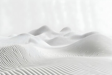 Canvas Print - Abstract white landscape with smooth, flowing lines and hills.