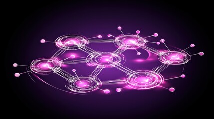Poster - Abstract Purple Network Connections and Nodes Design