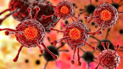 Poster - close-up view of viral structures under microscope