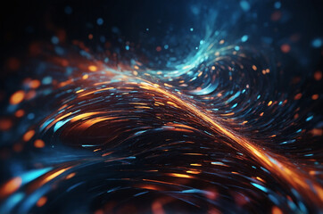 Fototapete - Abstract tech background with swirling particle effects and light trails, creating a sense of depth and movement, ideal for a digital environment.