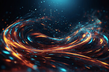 Fototapete - Abstract tech background with swirling particle effects and light trails, creating a sense of depth and movement, ideal for a digital environment.