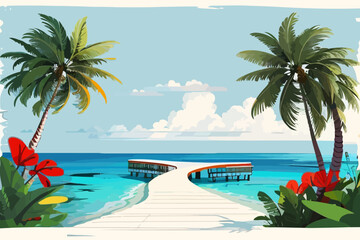 Wall Mural - illustration background on Maldives