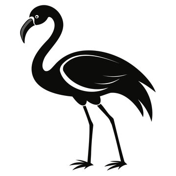 Silhouette of a black flamingo bird Vector illustration Animals silhouette vector illustration