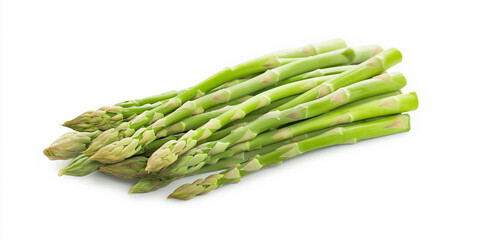 Poster - Fresh green asparagus spears lying on white background