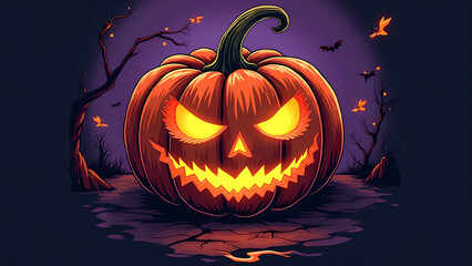 Colorful creepy spooky design pumpkin t-shirt art design in vector illustrator