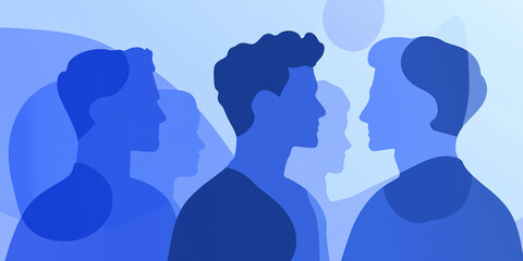 Poster - Group of men is forming a team for a startup project