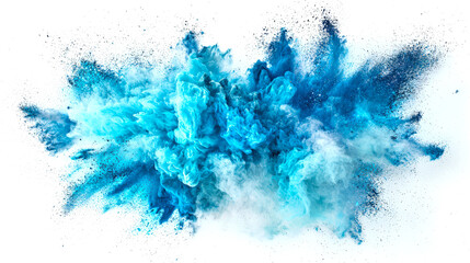 Wall Mural - a fantastic blue cloud. an explosion of a mystical blue mass of powder paints with splashes, dust an